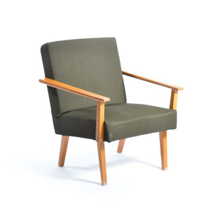 green fabric and beech armchair from jitona 1960s 1