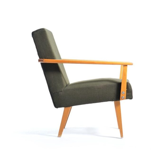 green fabric and beech armchair from jitona 1960s 5