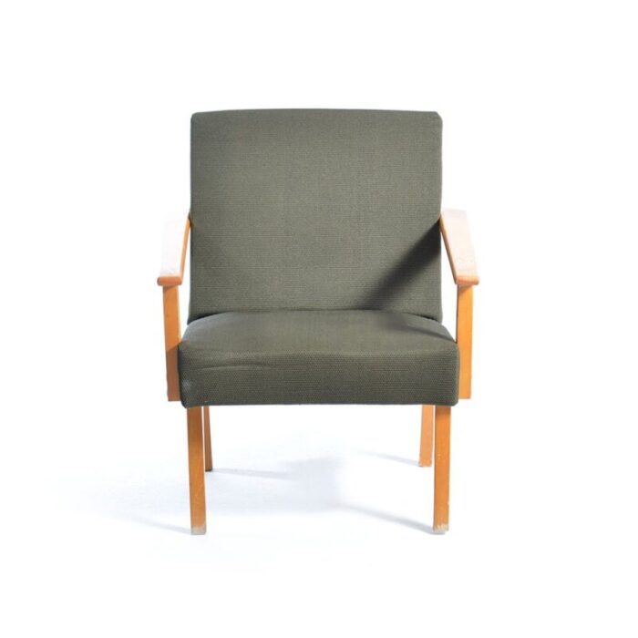 green fabric and beech armchair from jitona 1960s 6