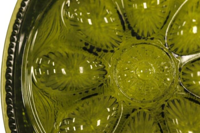 green glass deviled egg serving dish 1416