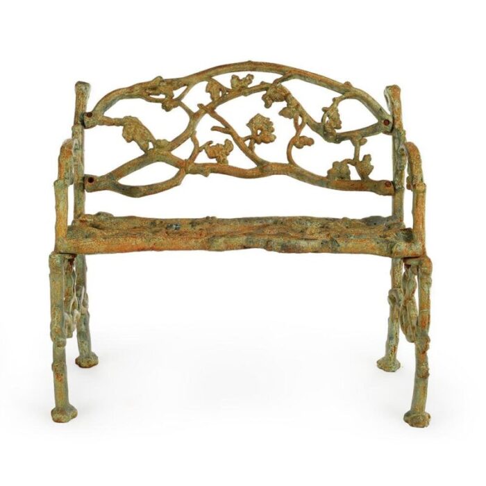 green patina cast iron bench 1940s 4