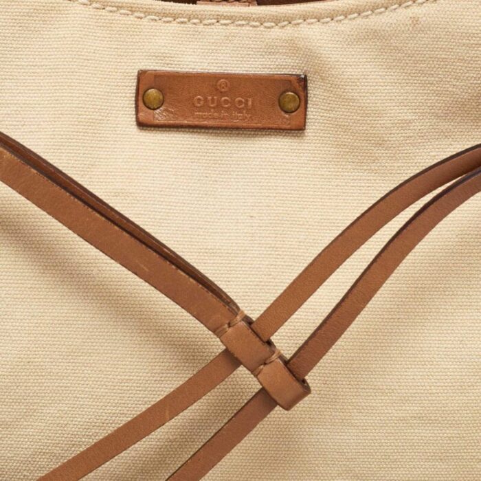 gucci beigebrown canvas and leather vintage bamboo hobo 6680