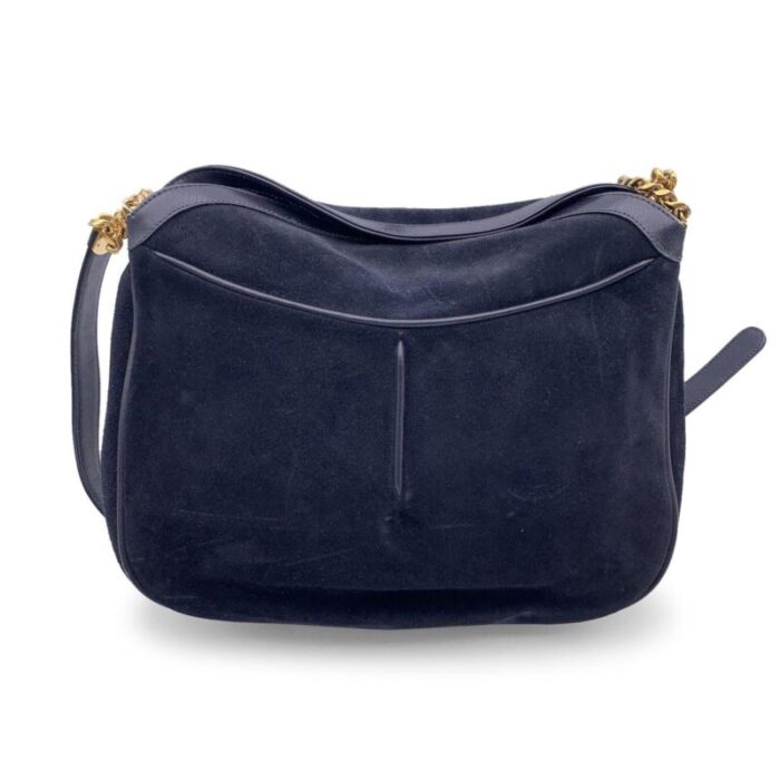 gucci vintage blue suede and leather shoulder bag 6769