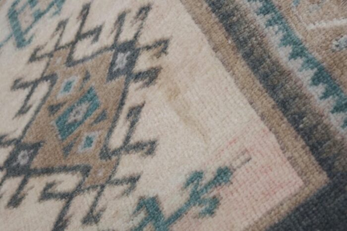 hand knotted turkish kurdish runner low pile tribal runner 0701