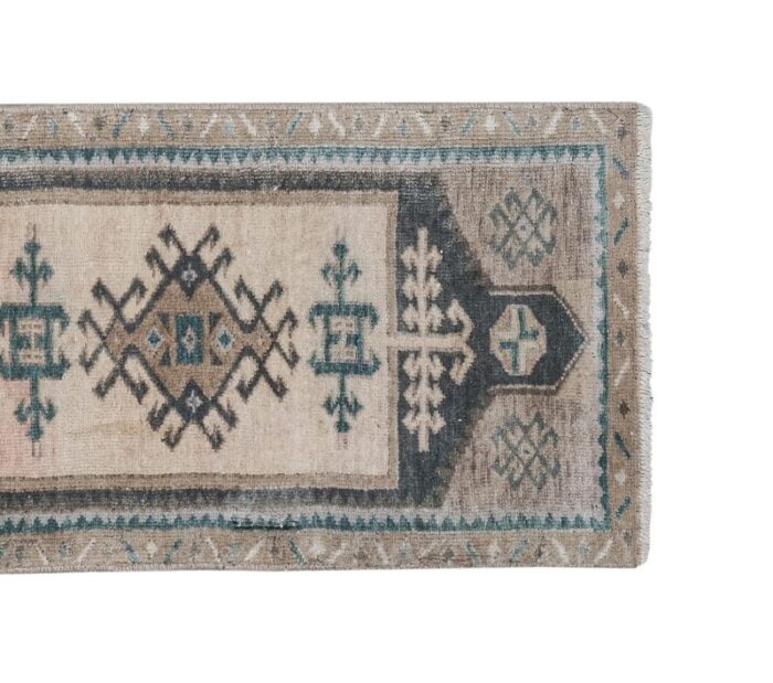 hand knotted turkish kurdish runner low pile tribal runner 7718