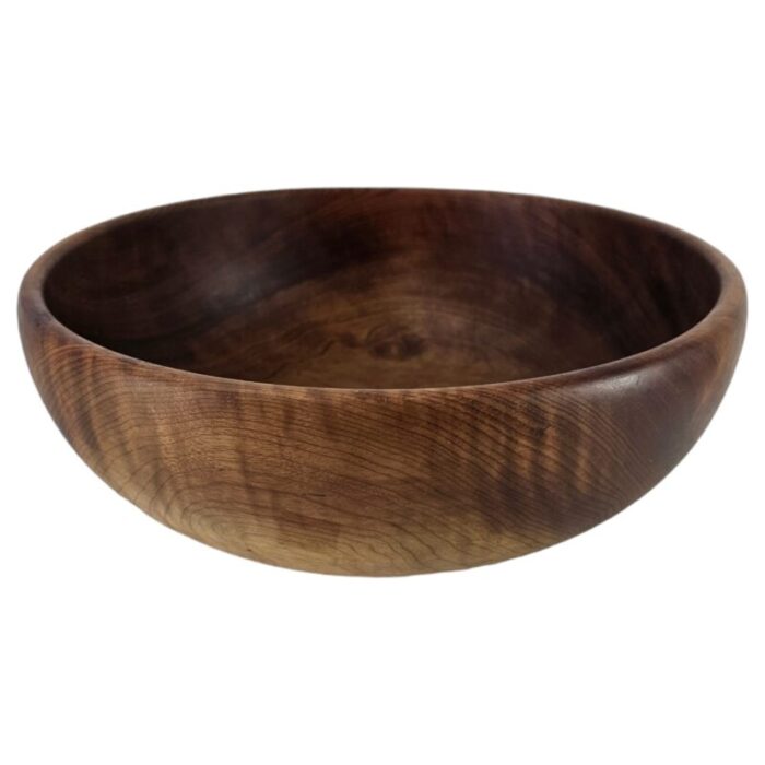 hand turned walnut centerpiece wood salad bowl w utensils 1125 5302