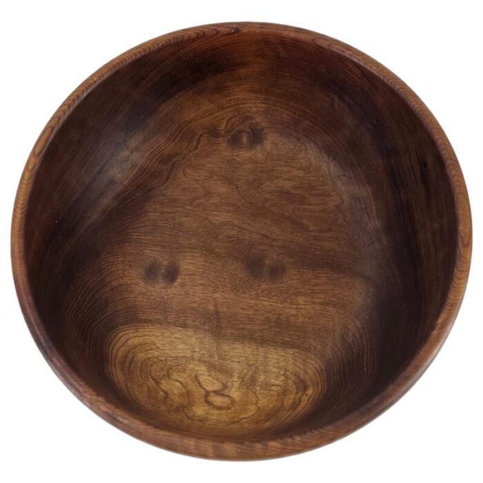 hand turned walnut centerpiece wood salad bowl w utensils 1125 8143