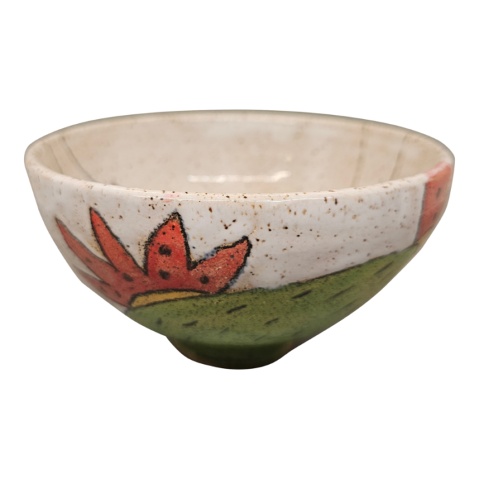 handpainted artisan ceramic bowl signed 5998