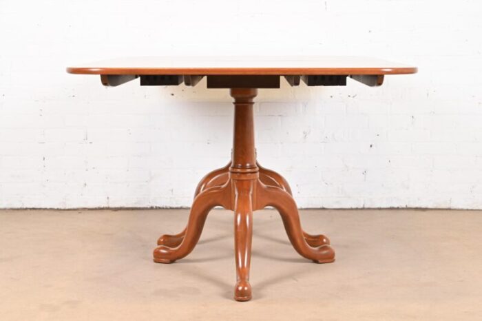 henkel harris georgian solid cherry wood double pedestal extension dining table newly refinished 6380