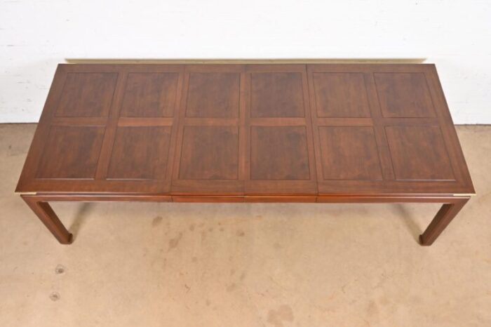 henredon hollywood regency chinoiserie mahogany and brass extension dining table newly refinished 2009