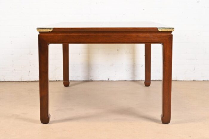 henredon hollywood regency chinoiserie mahogany and brass extension dining table newly refinished 3818