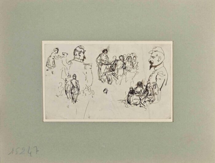 henry somm figures ink drawing on paper late 19th century 2212