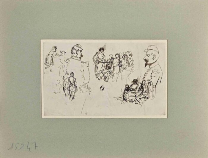 henry somm figures ink drawing on paper late 19th century 2768