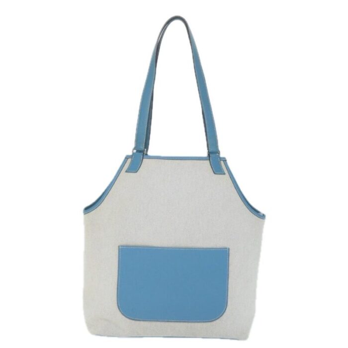 hermes giardinier pm tote bag canvas blue gray fm2836 0102