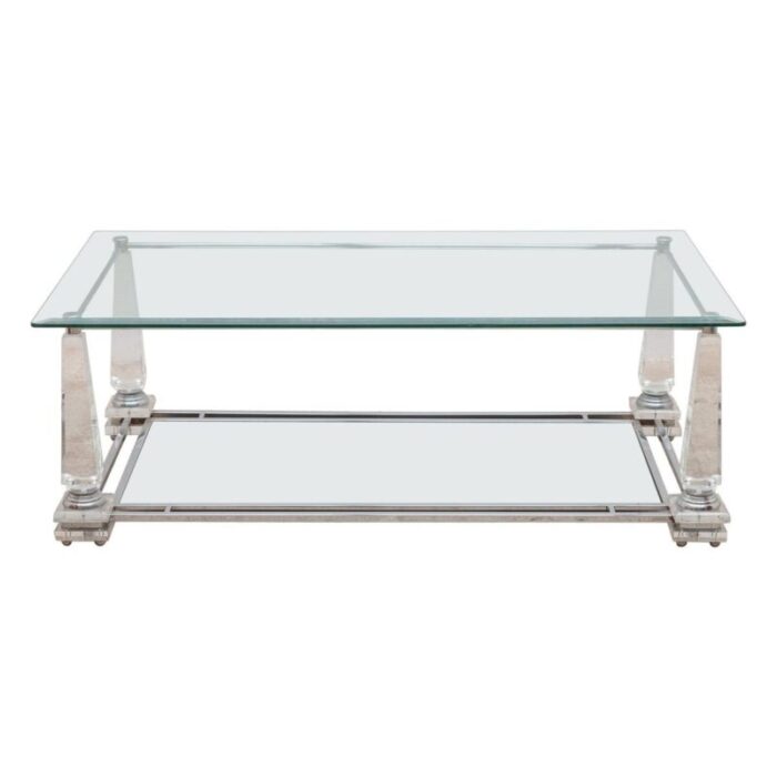 hollywood regency rectangular acrylic glass obelisk coffee table 1976 1