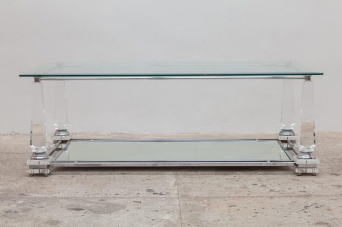 hollywood regency rectangular acrylic glass obelisk coffee table 1976 2