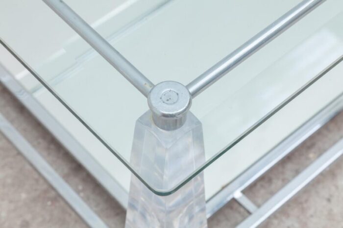 hollywood regency rectangular acrylic glass obelisk coffee table 1976 4