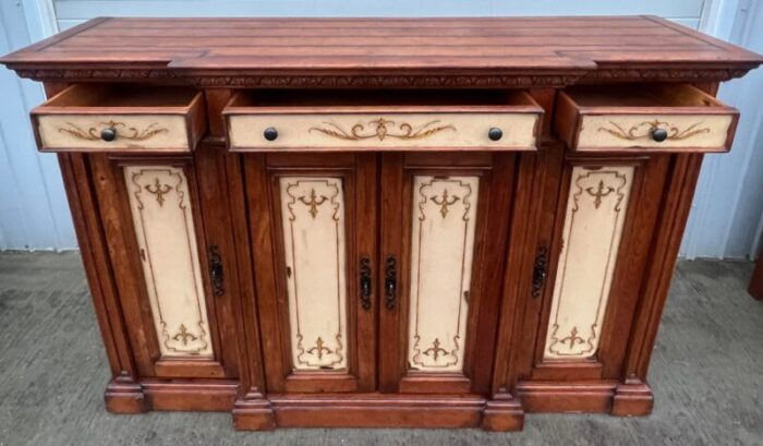 hooker furniture rustic european tall credenza sideboard 3785