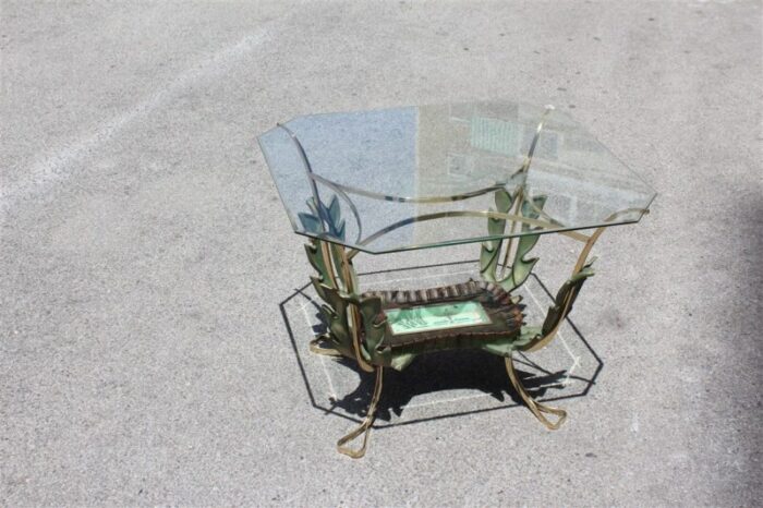 italian brass and wooden coffee table by pier luigi colli 1950s 13