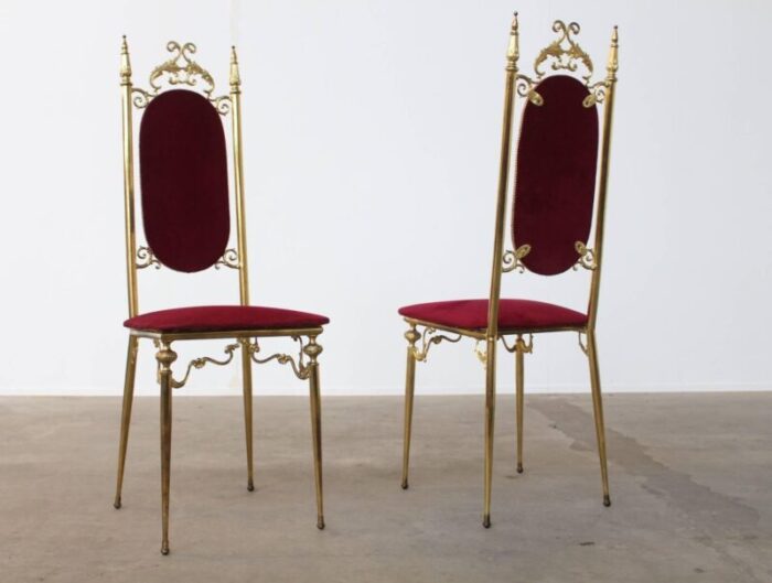 italian brass side chairs 1950s set of 2 2