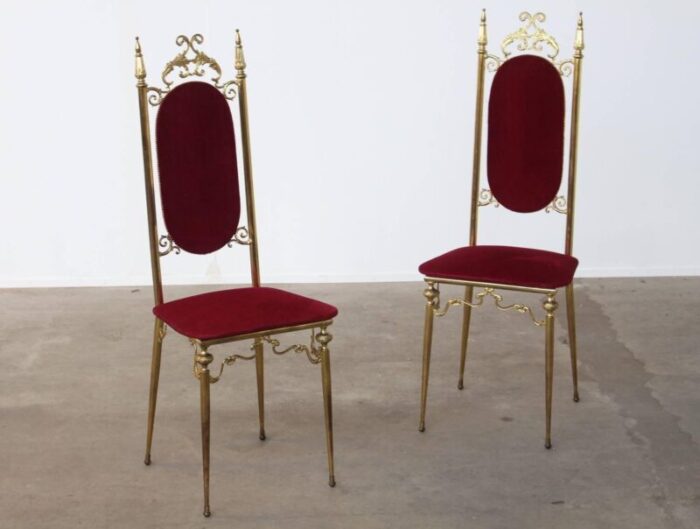 italian brass side chairs 1950s set of 2 3