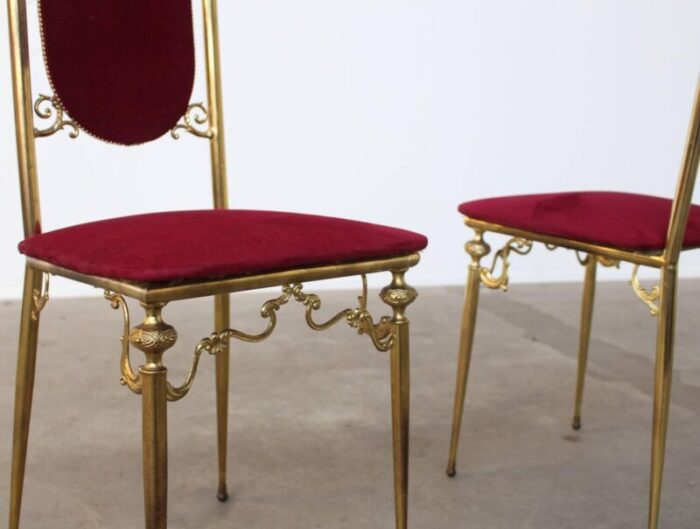 italian brass side chairs 1950s set of 2 6