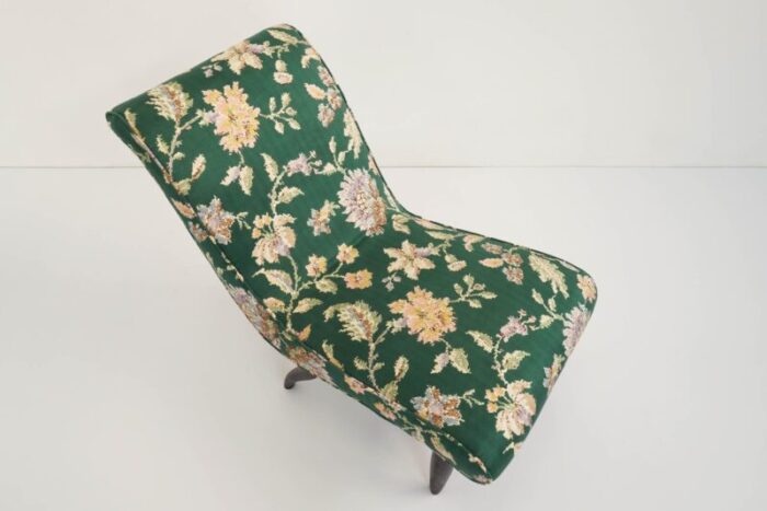 italian flower satin fabric lounge chair by guglielmo ulrich 1940s 4