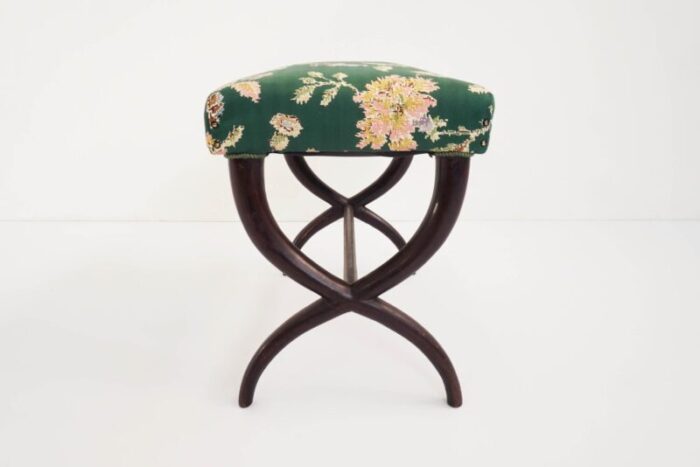 italian flower satin fabric stool by guglielmo ulrich 1940s 1