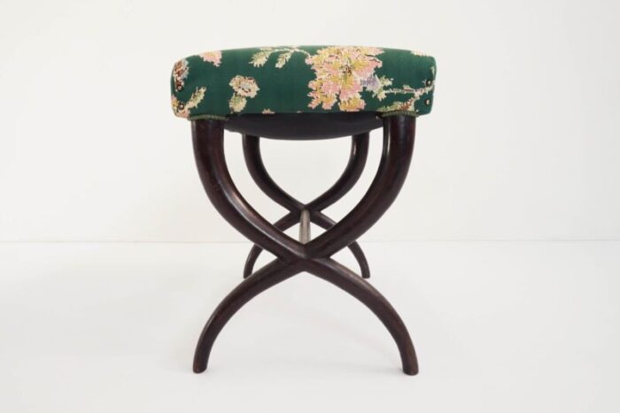 italian flower satin fabric stool by guglielmo ulrich 1940s 2