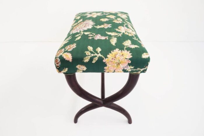 italian flower satin fabric stool by guglielmo ulrich 1940s 3