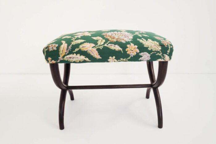 italian flower satin fabric stool by guglielmo ulrich 1940s 4