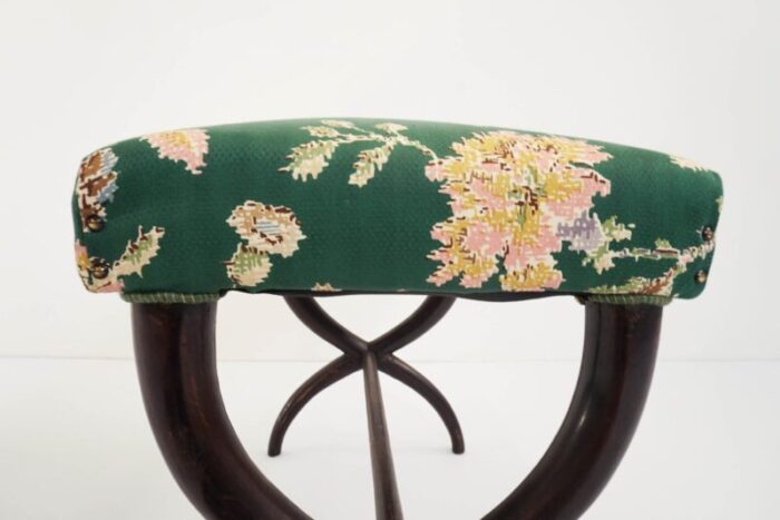 italian flower satin fabric stool by guglielmo ulrich 1940s 7