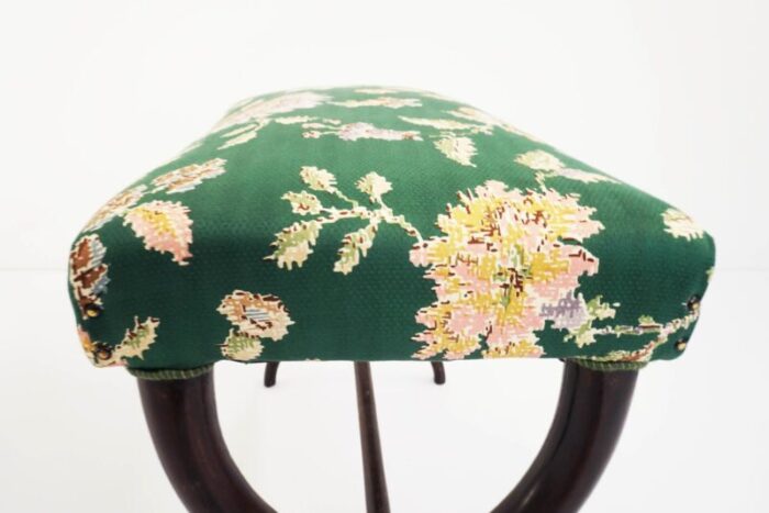 italian flower satin fabric stool by guglielmo ulrich 1940s 8