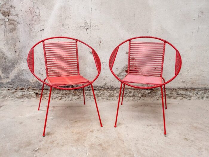 italian iron and plastic childrens chairs 1950s set of 2 2