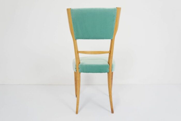 italian lemon wood and celadon velvet dining chair by silvio cavatorta 1950s 4