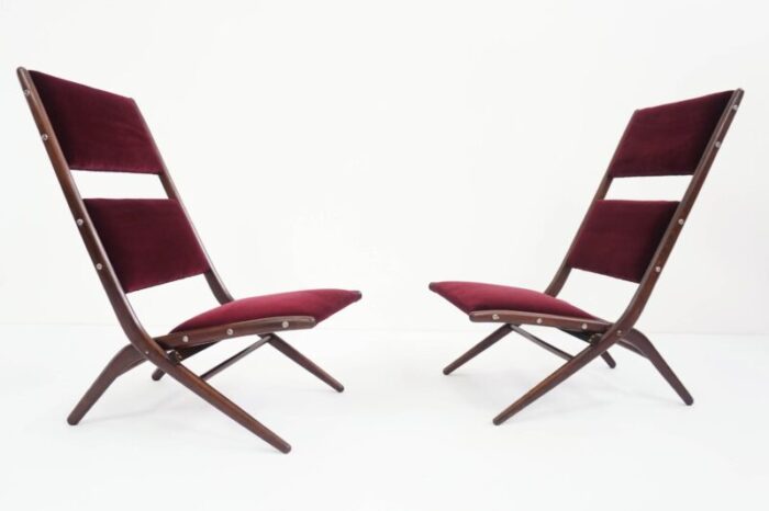 italian model congo pliable lounge chairs by augusto romano 1950s set of 2 2