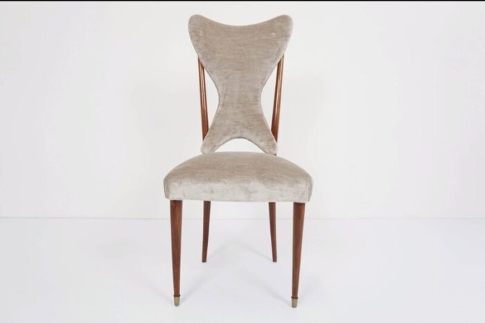 italian pearl gray velvet dining chairs by ico parisi 1950s set of 6 1