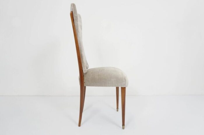 italian pearl gray velvet dining chairs by ico parisi 1950s set of 6 4