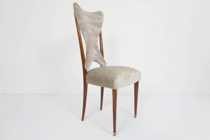 italian pearl gray velvet dining chairs by ico parisi 1950s set of 6 5