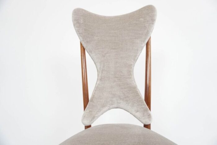 italian pearl gray velvet dining chairs by ico parisi 1950s set of 6 6