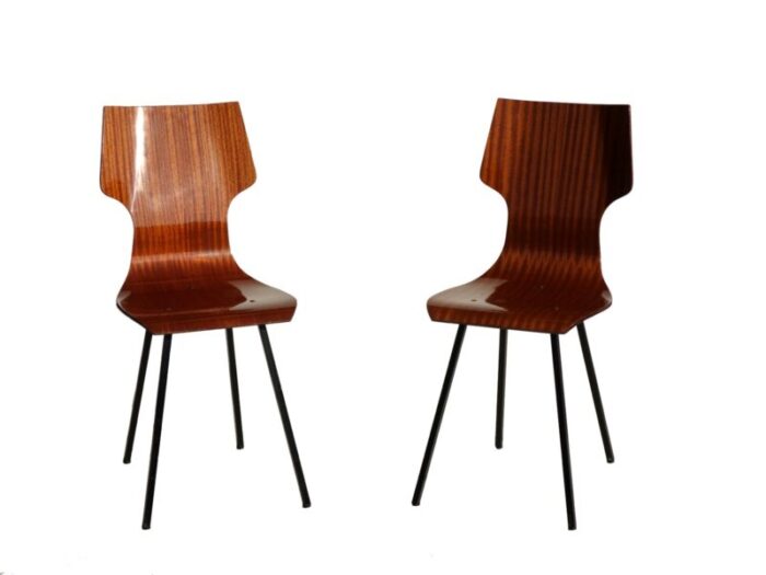 italian plywood dining chairs 1950s set of 2 3