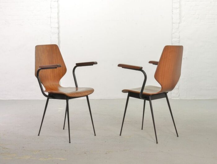 italian plywood side chairs by carlo ratti for legni curvati 1950s set of 2 2