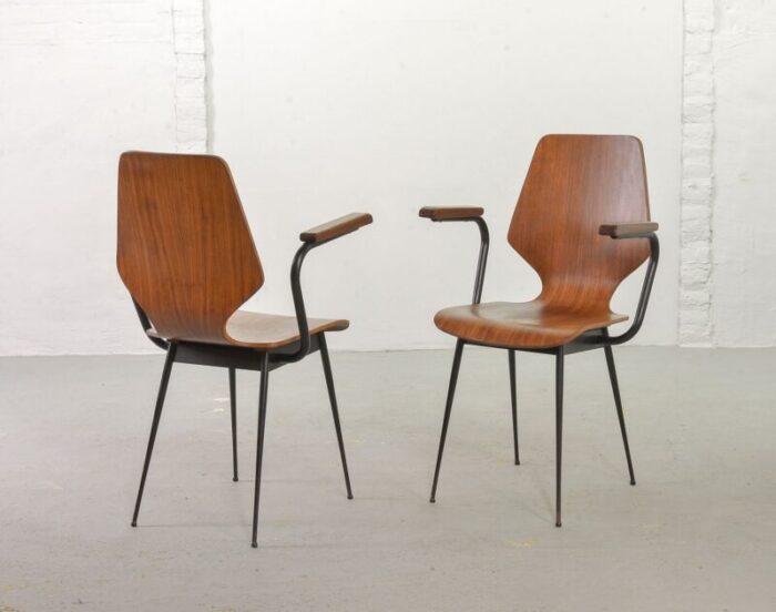 italian plywood side chairs by carlo ratti for legni curvati 1950s set of 2 4