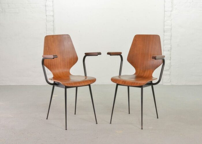 italian plywood side chairs by carlo ratti for legni curvati 1950s set of 2 7