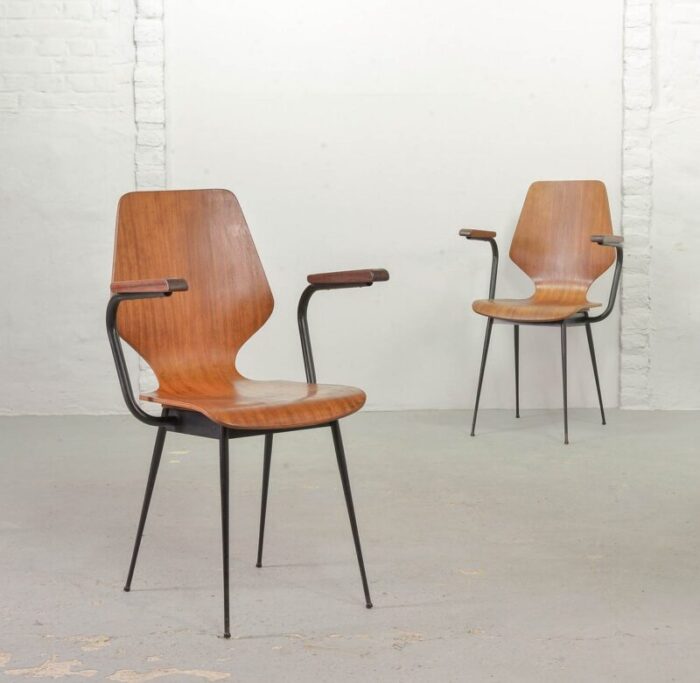 italian plywood side chairs by carlo ratti for legni curvati 1950s set of 2 8