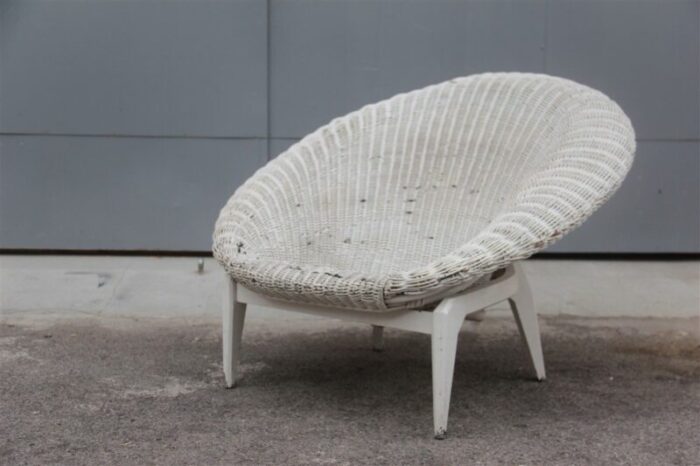 italian rattan lacquered lounge chair 1950s 1