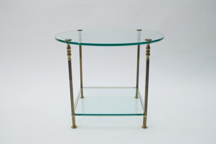 italian round glass and brass coffee table 1970s 2