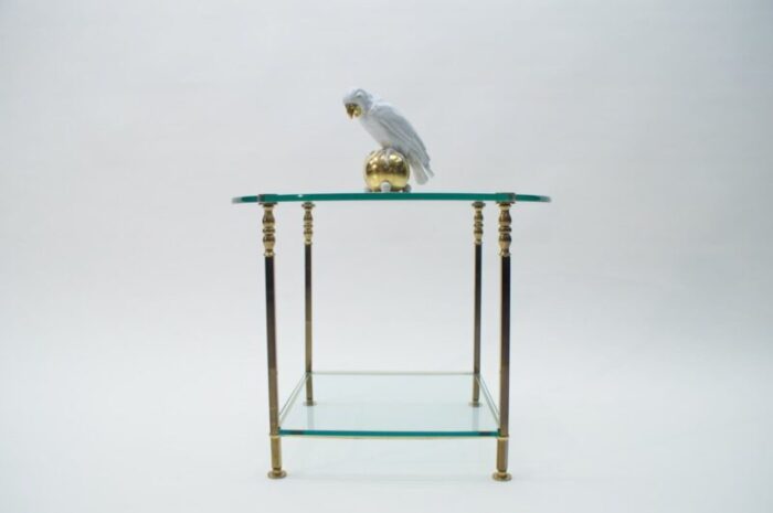 italian round glass and brass coffee table 1970s 3