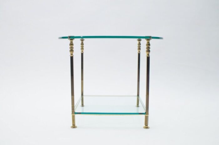 italian round glass and brass coffee table 1970s 4