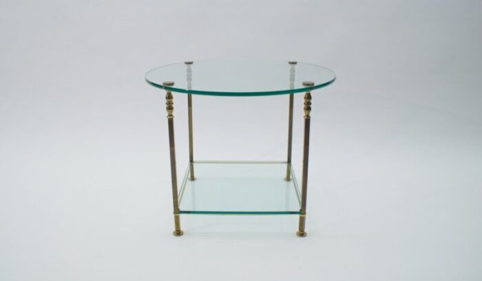 italian round glass and brass coffee table 1970s 5